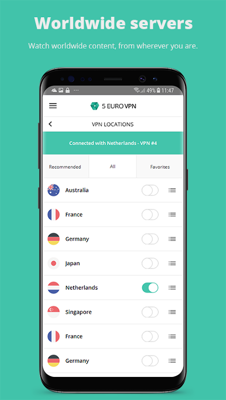 5 Euro VPN – The Android app for Online Privacy! v2.2.3 (Pro) (Unlocked) APK